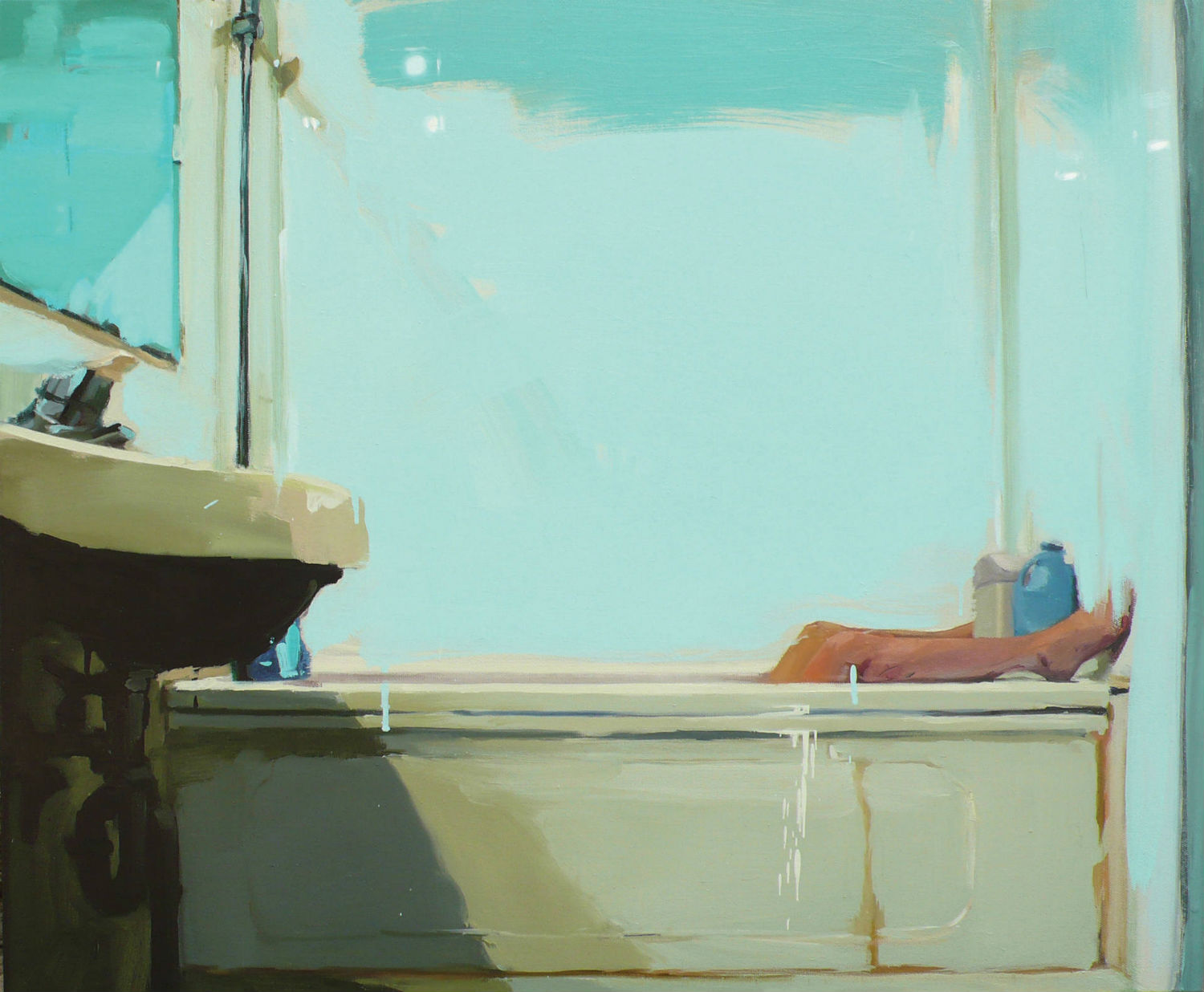 sangduck kim painting colour body abstract portrait horror blue bathroom
