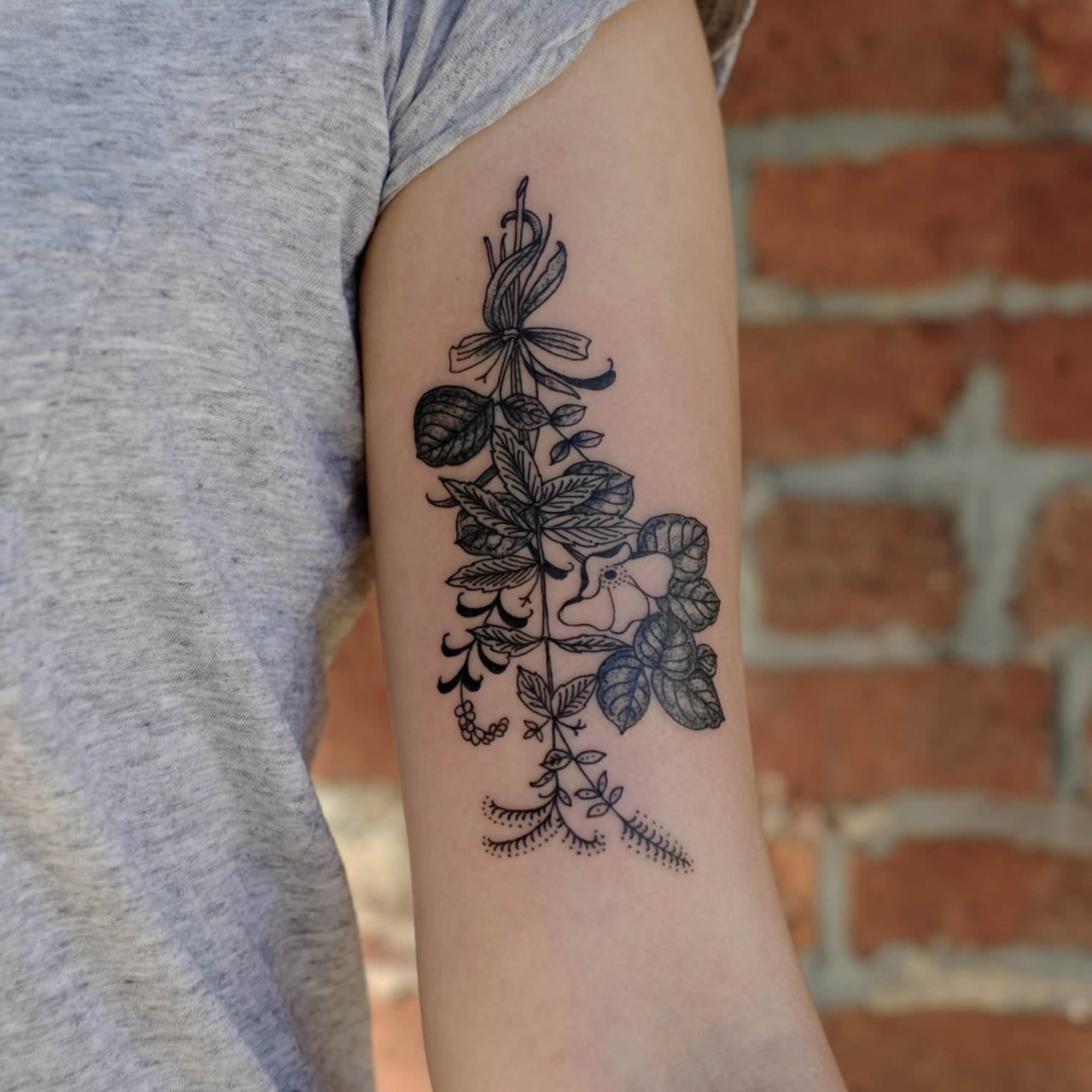 flowers, botanical tattoo by victor j webster