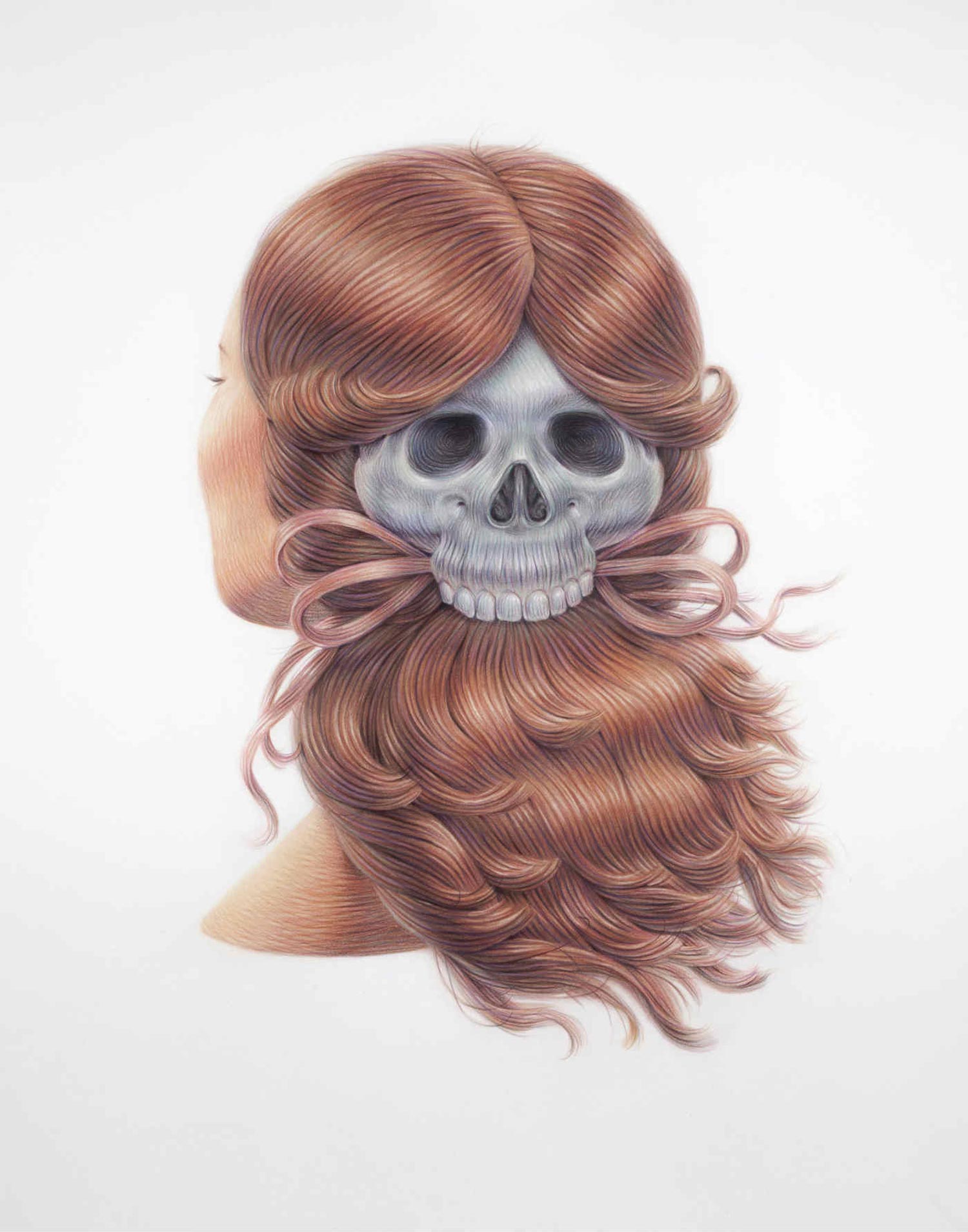 winnie truong moulded hair illustration skull hair tie