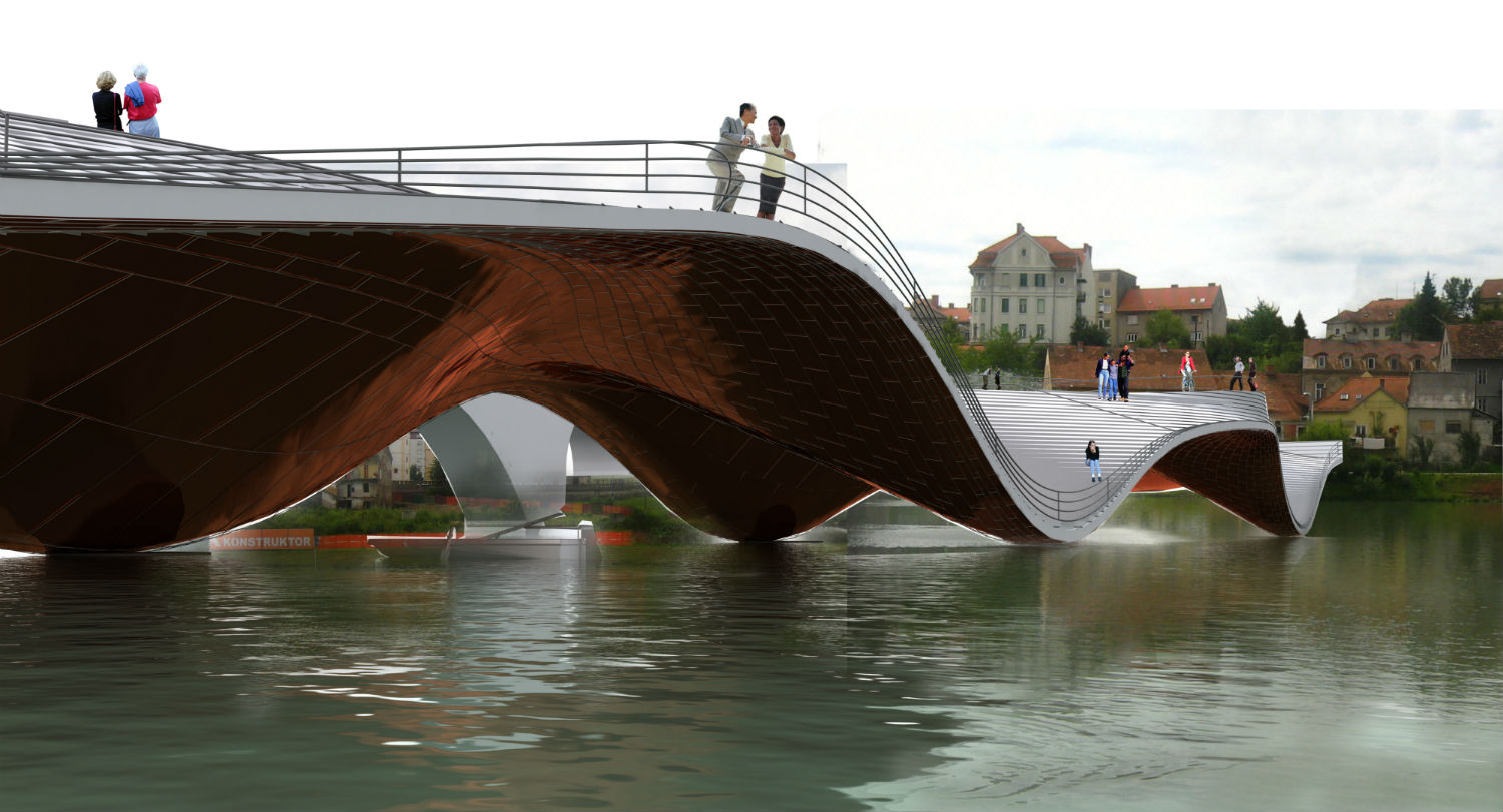 maribor footbridge wave metal illusions