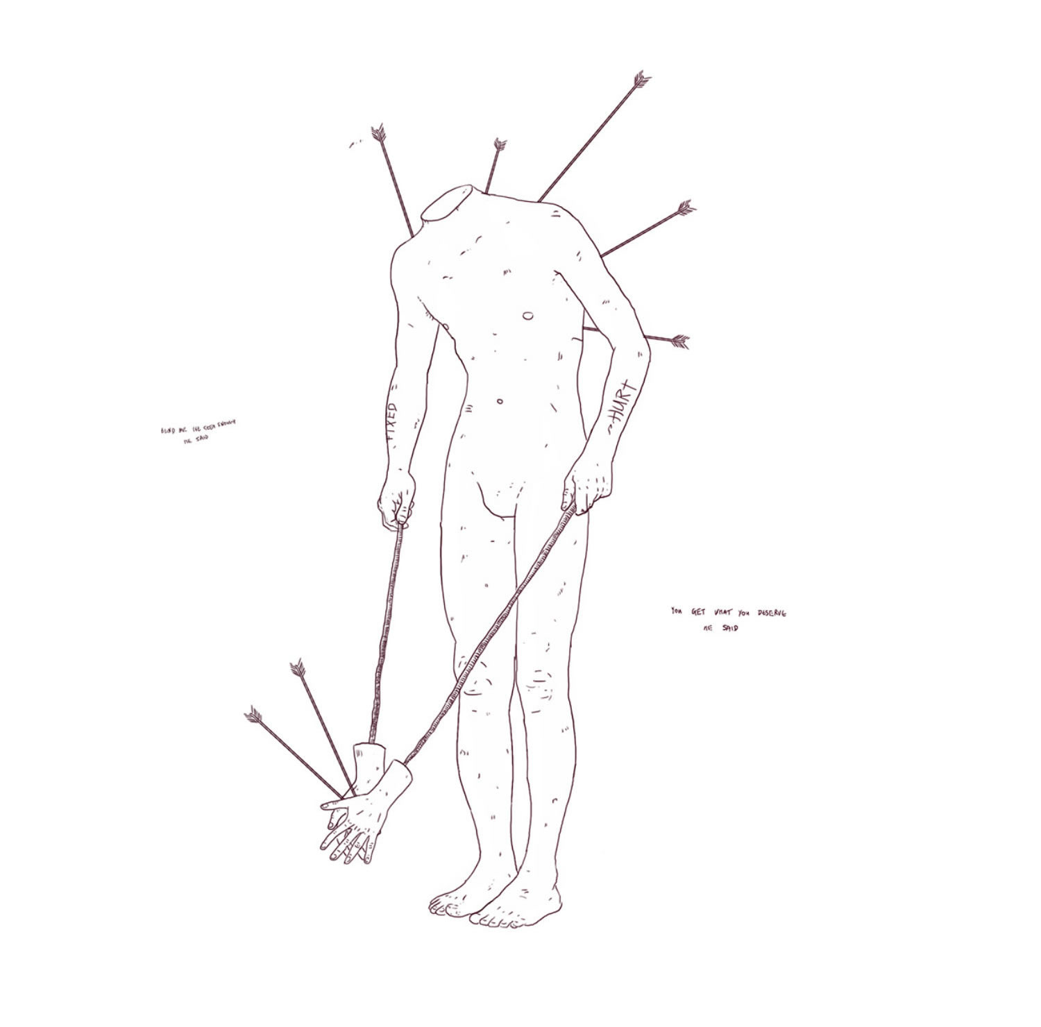 headless man,constantinos chaidalis illustration nude quirky
