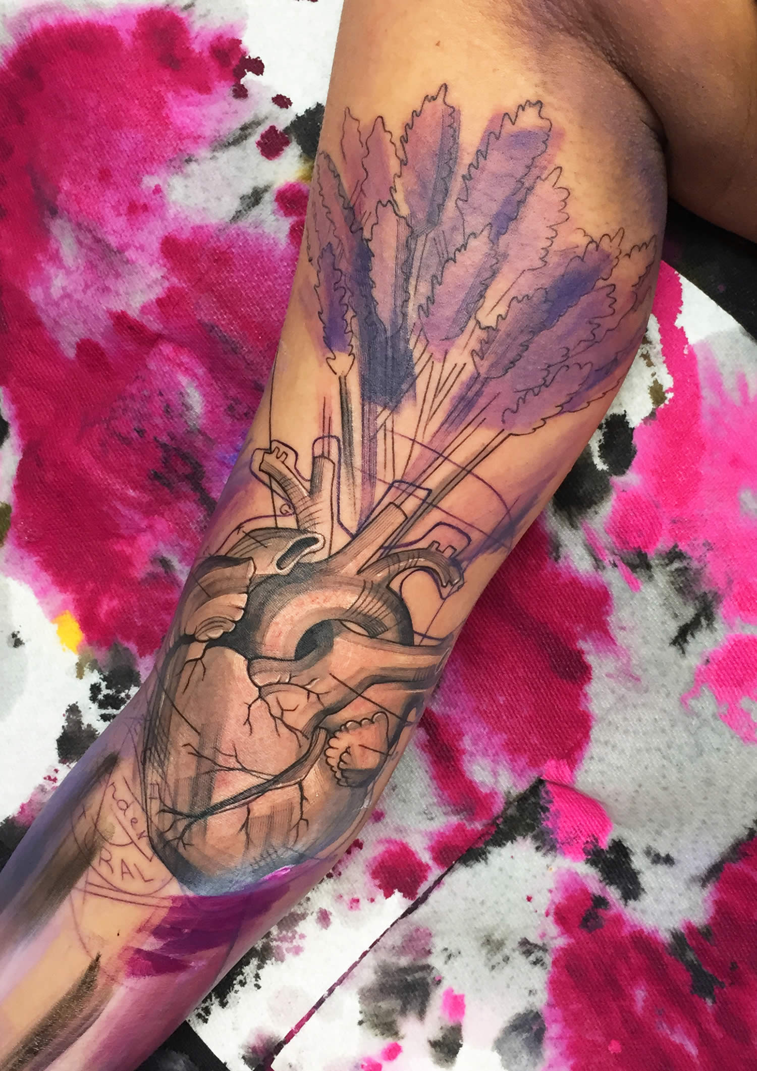 line art heart tattoo