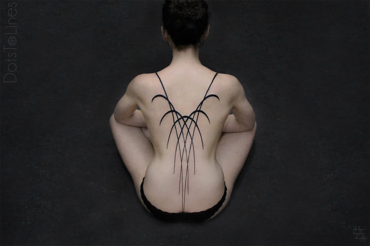 back pattern, black ink by chaim machlev, dotstolines