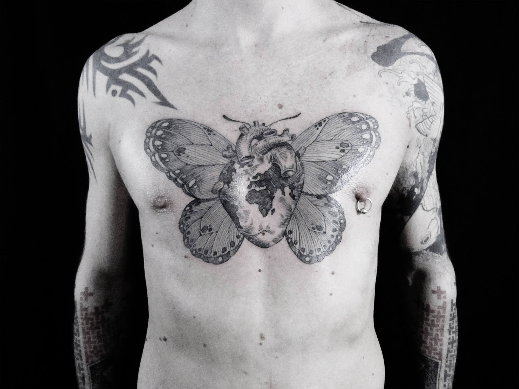 butterfly heart tattoo by Otto d’Ambra