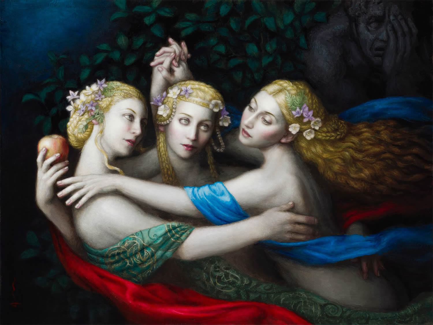 three women, painting by chie yoshii