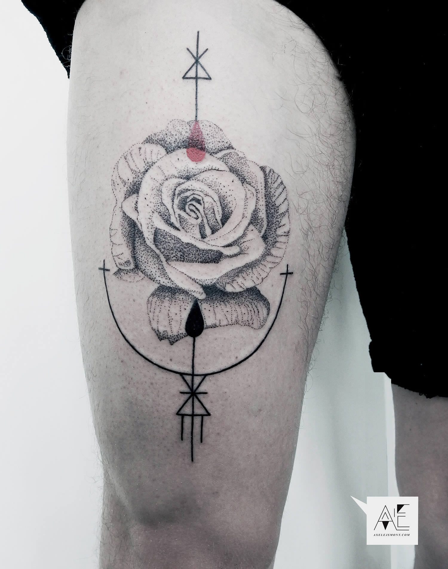 stippling rose tattoo