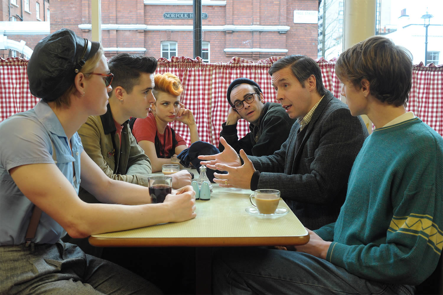 sitting at diner table, pride 2014