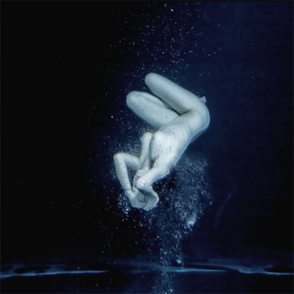 woman in water, 3d art, aerial series