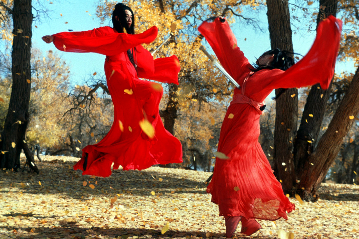 hero maggie cheung autumn forest fight red