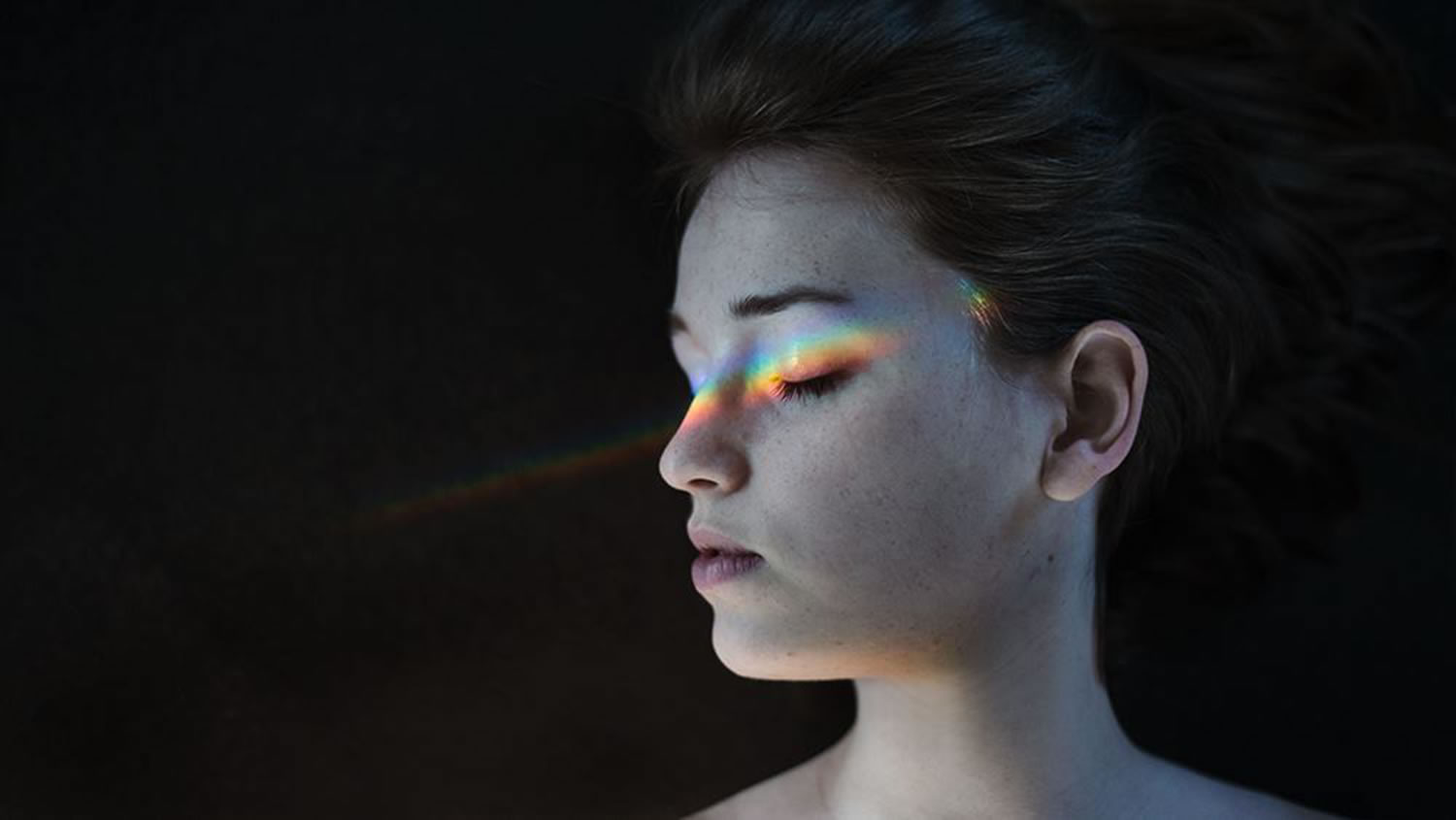 rainbow on eye, portrait photography