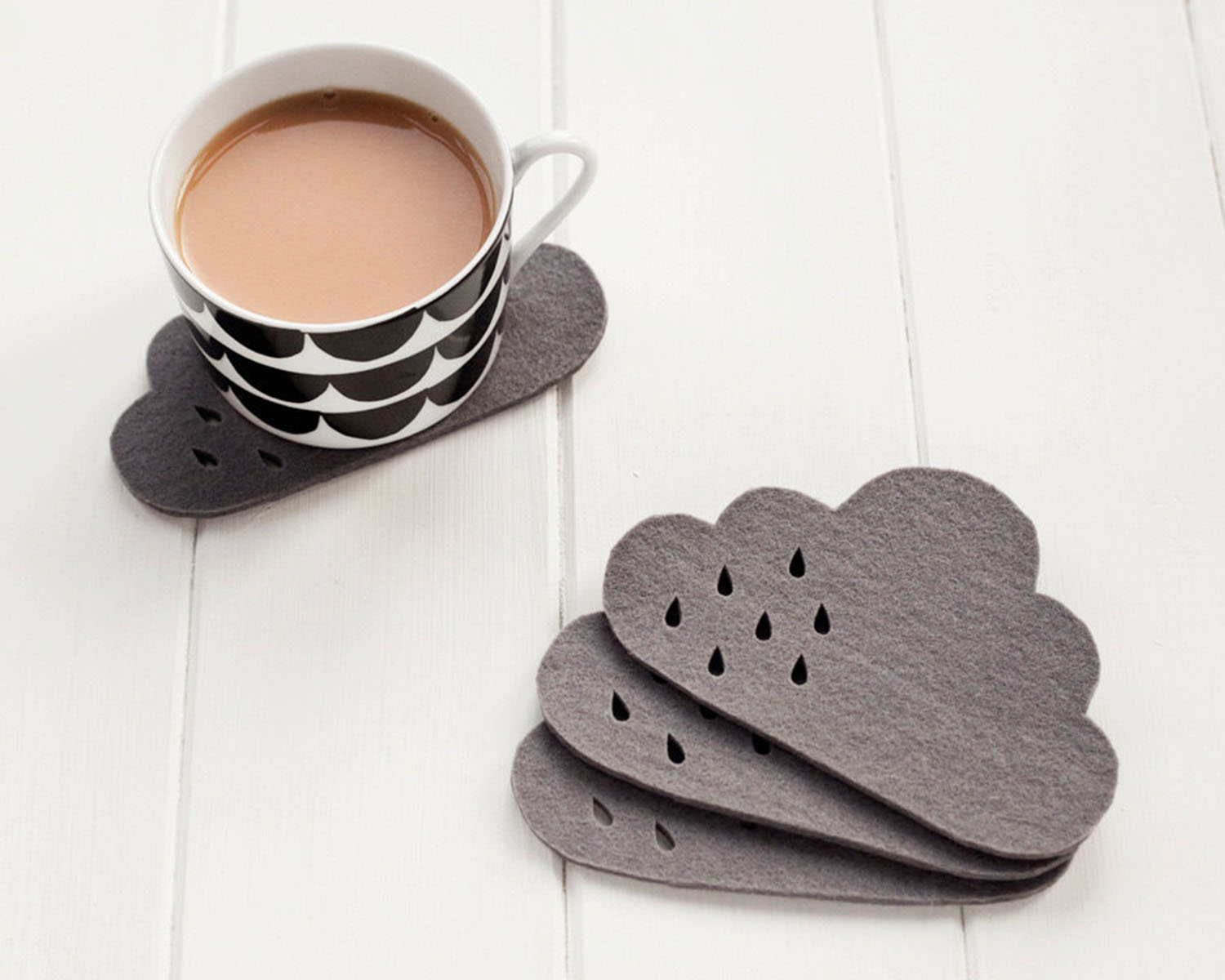 felted cloud coasters by pygmy cloud