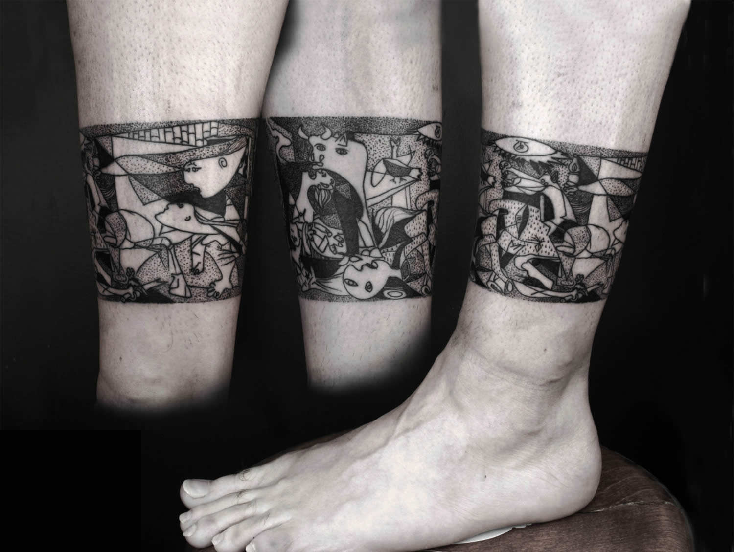 guernica, dotwork, tattoo by okan uckan