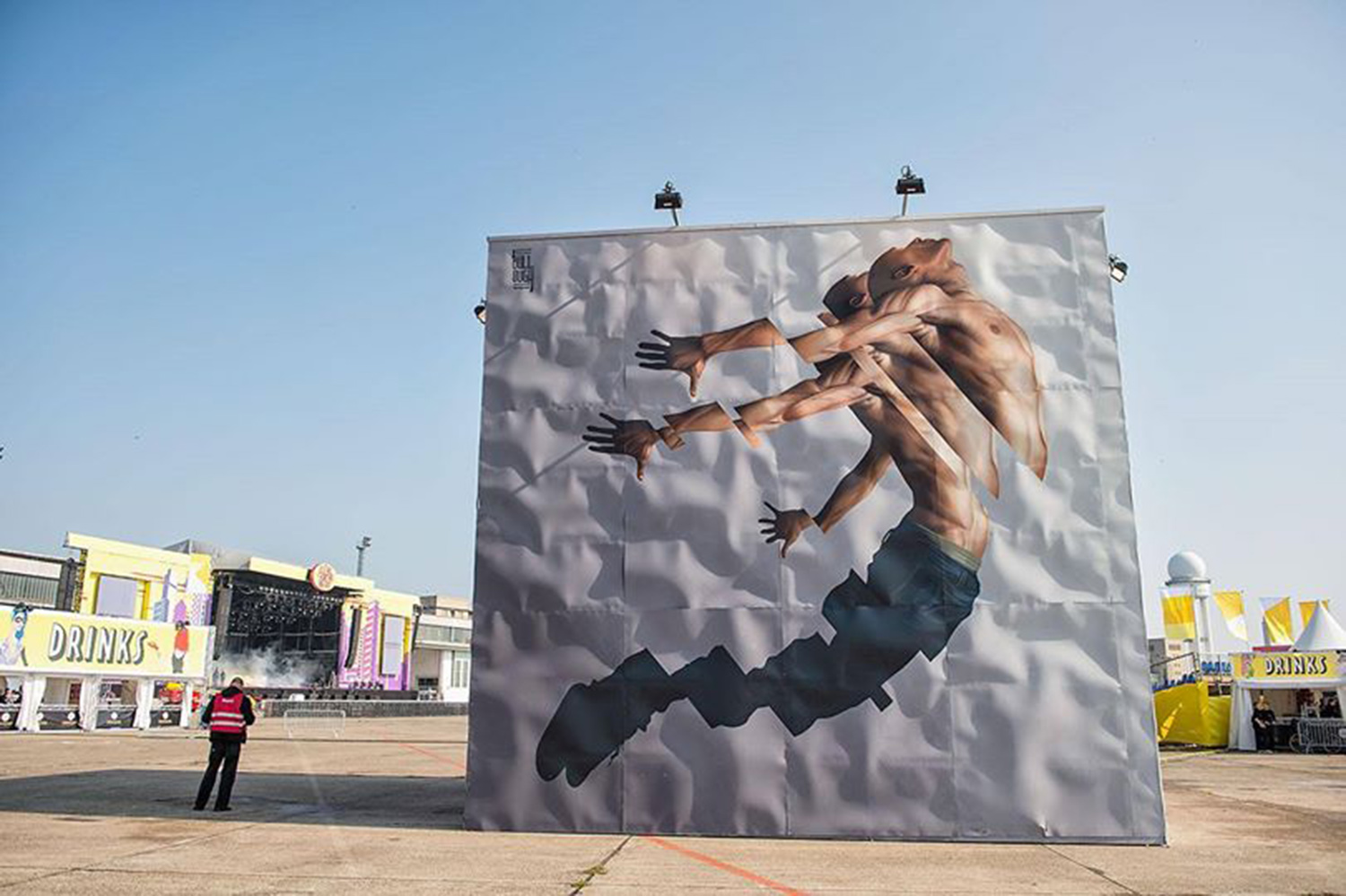 segmented mural of a man by james bullough