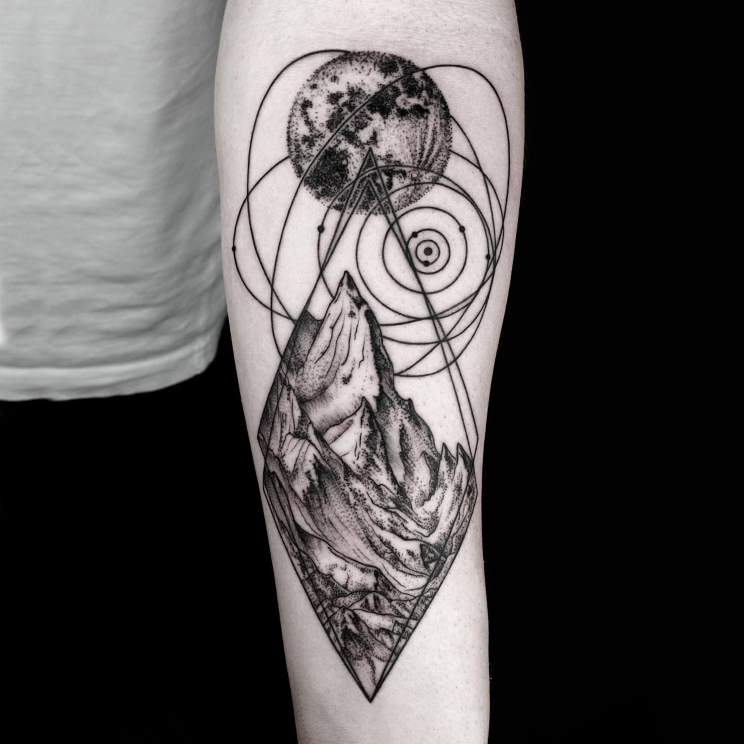mountain and moon, tattoo