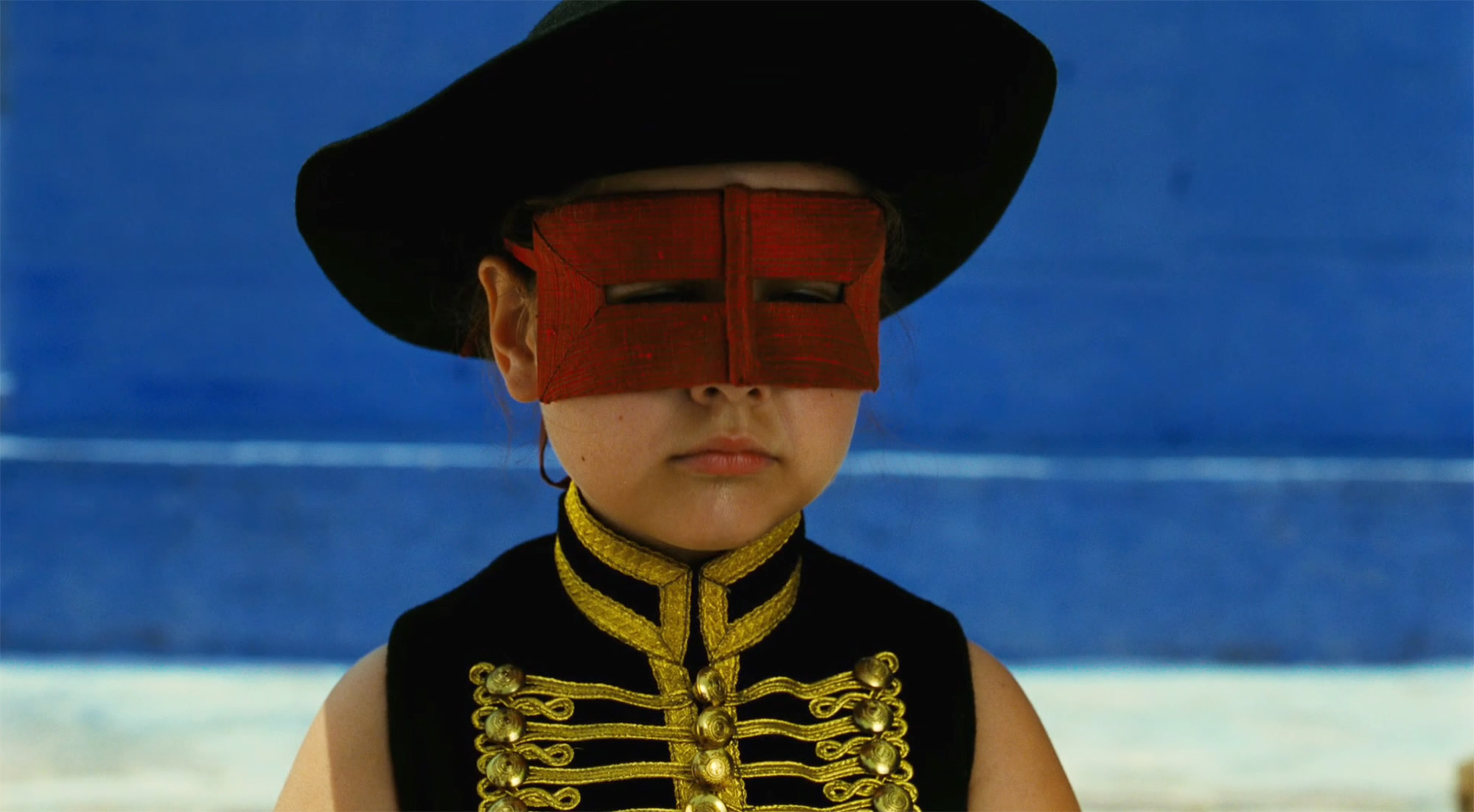 child with mask in the fall 2006