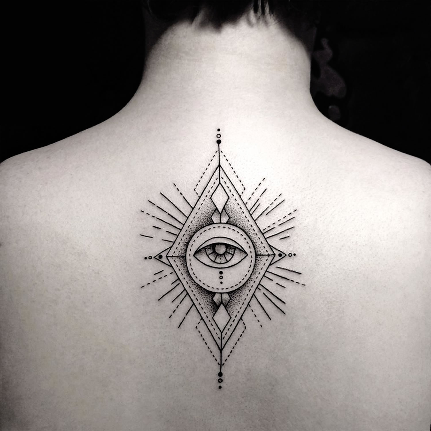 eye of providence tattoo on back by bicem sinik