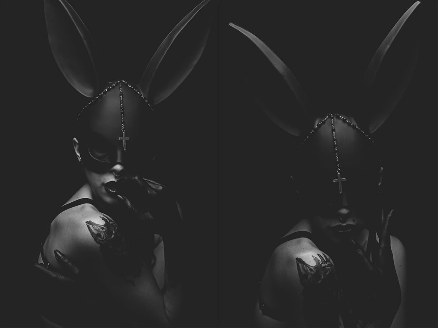 rabbit woman, dark photography