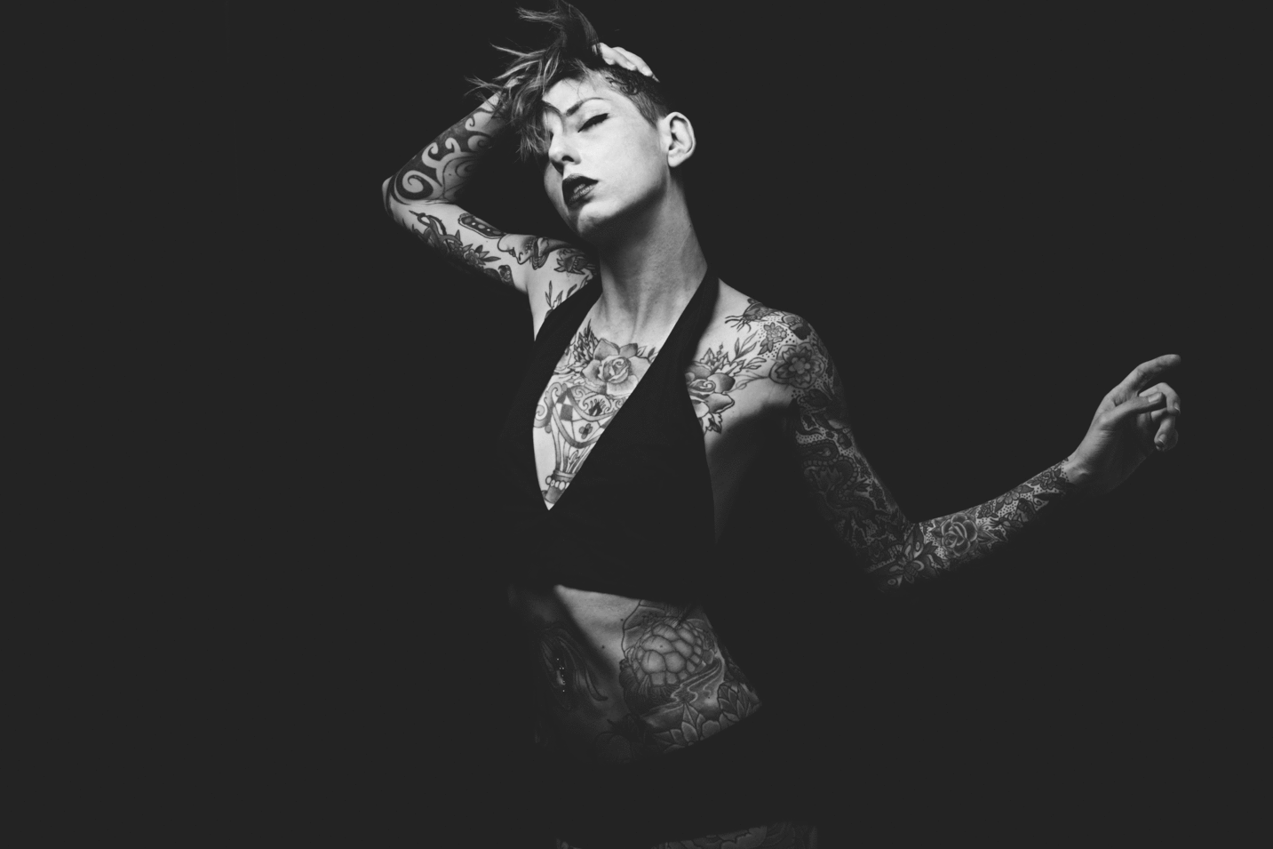 tattooed woman, animated gif