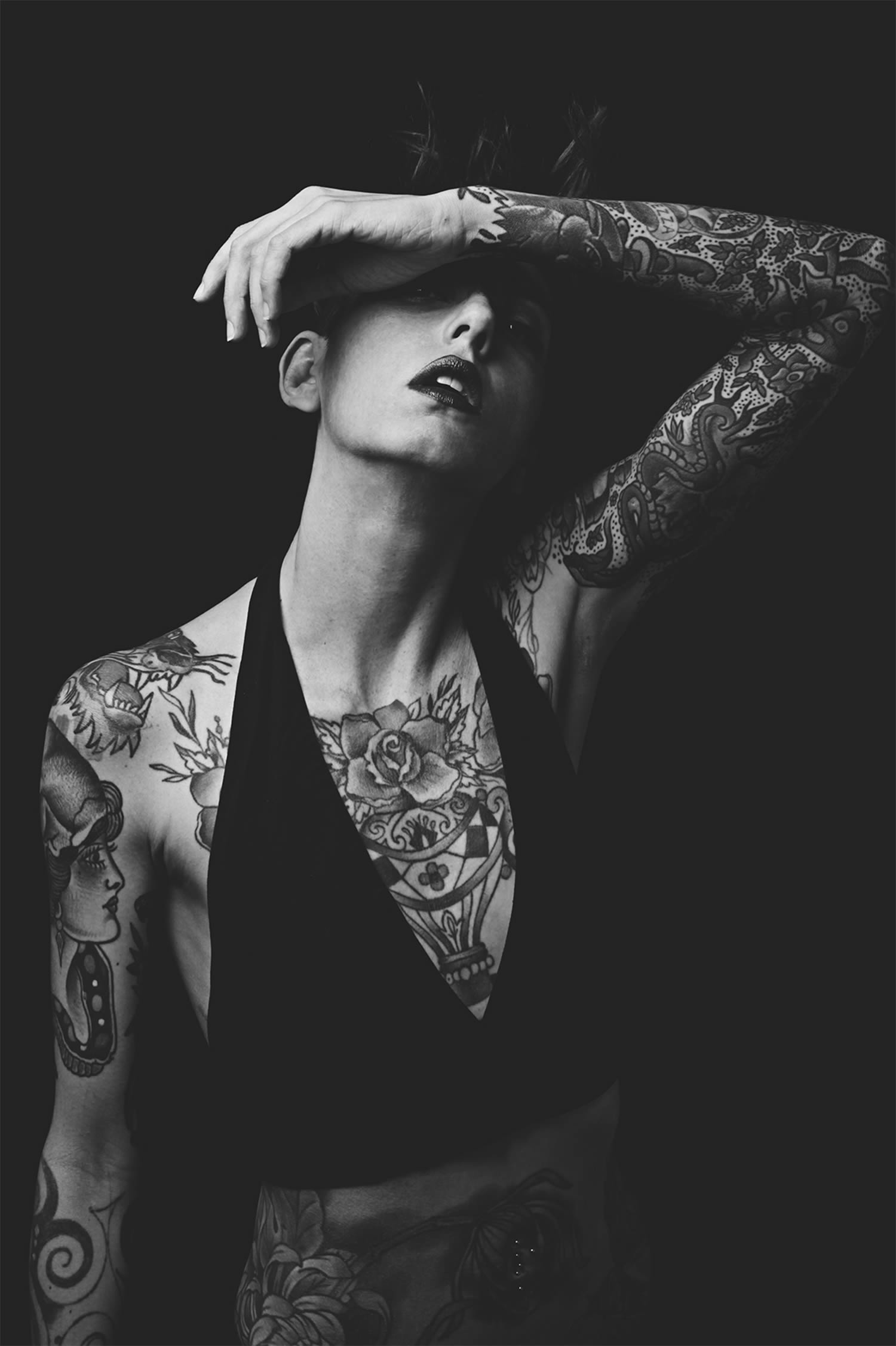 woman tattooed body art