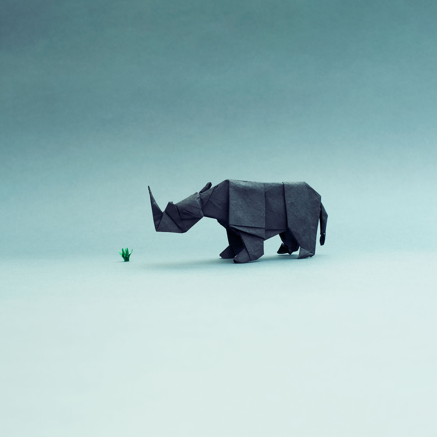 rhino, origami, paper art