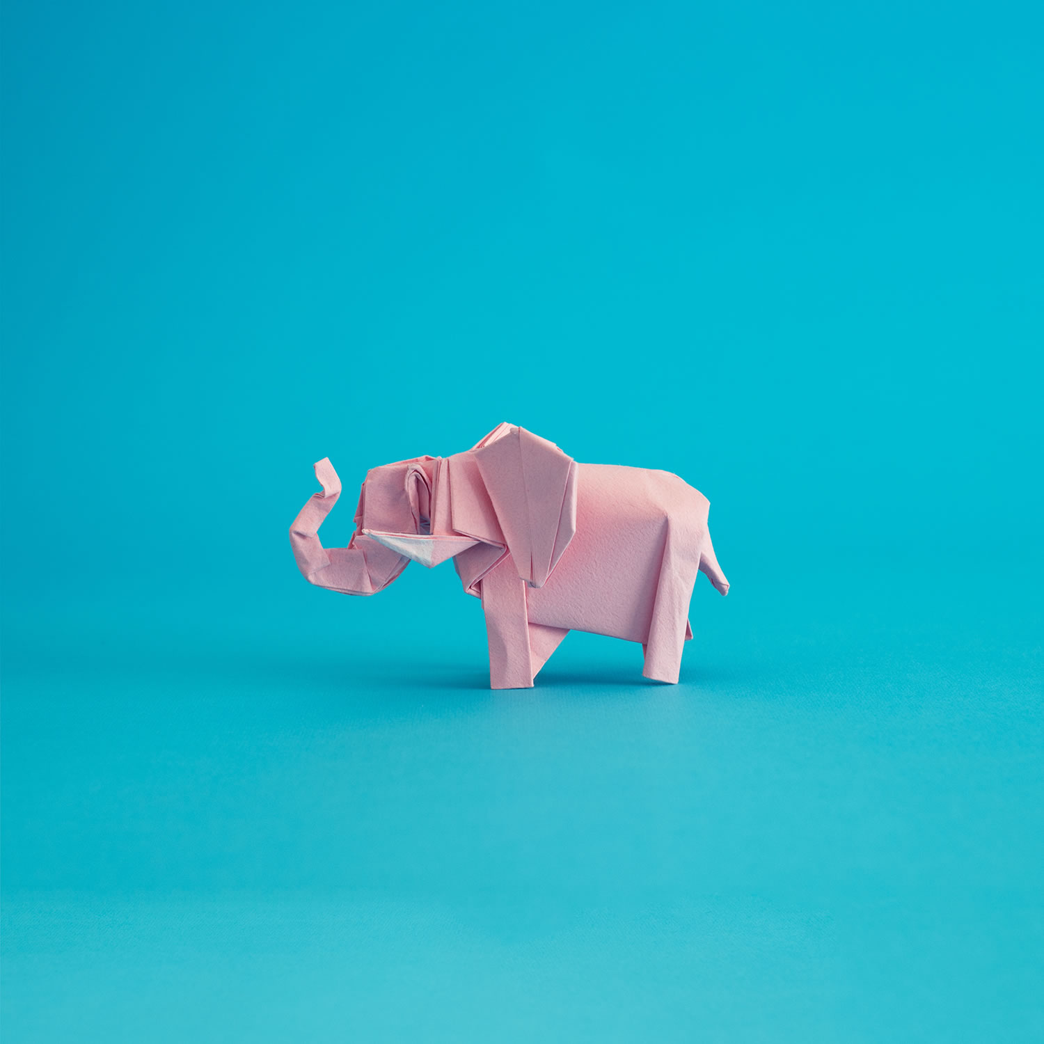 pink elephant, paper art, origami, folding