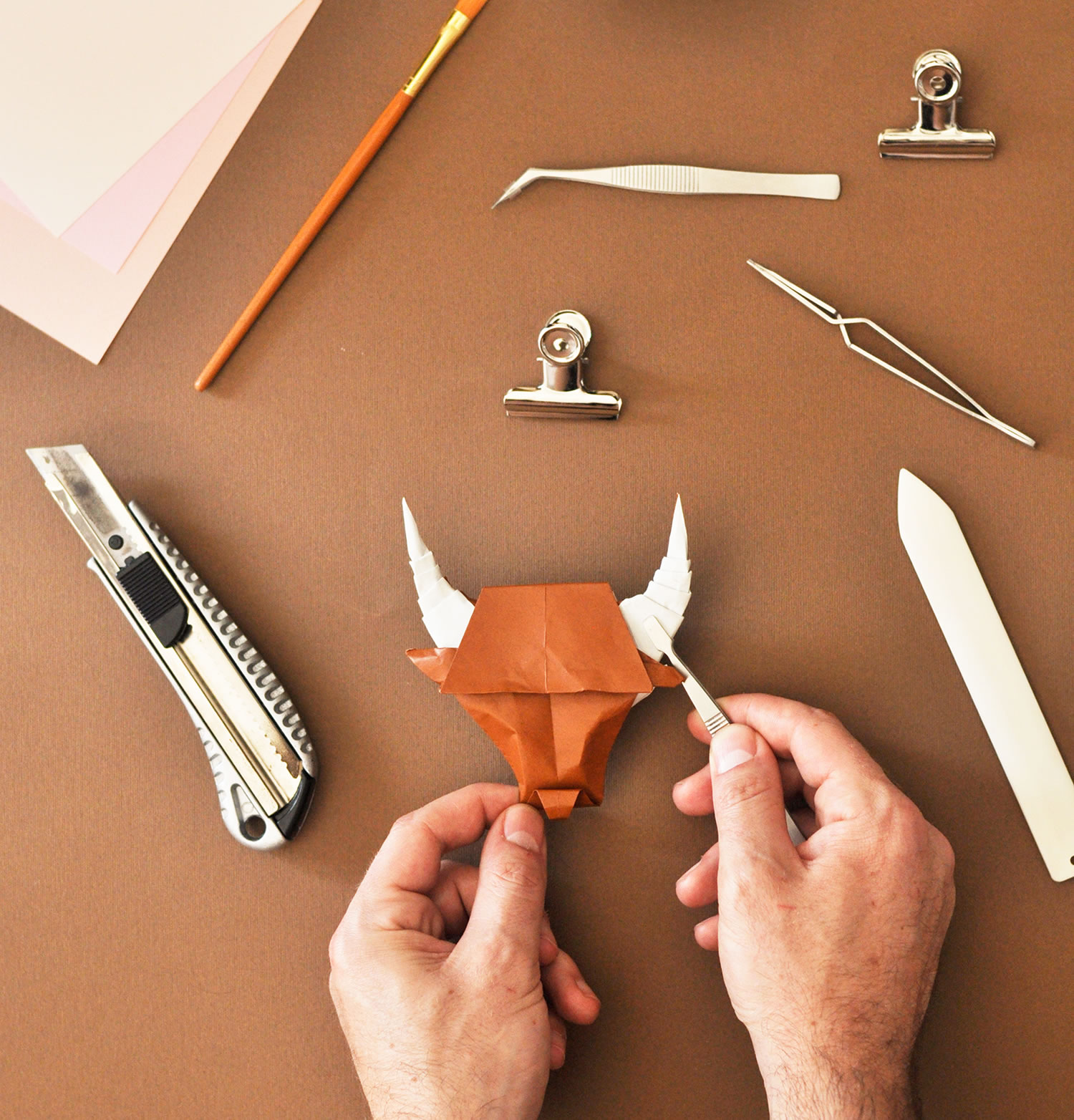 bull, behind-the-scenes, making of, paper art