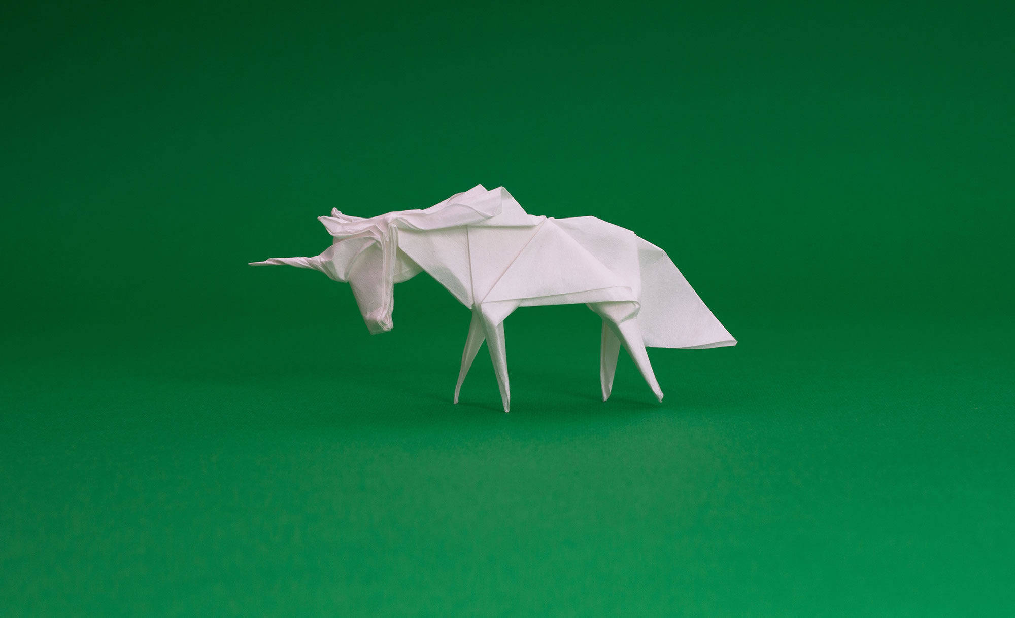 origami unicorn, white horse