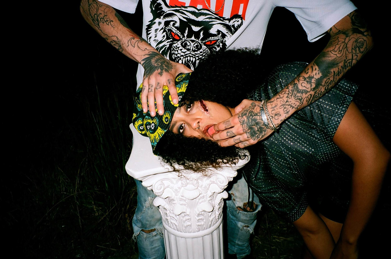 Pretty Puke, Miller Rodriguez - party photography, man and woman playing roughly at night