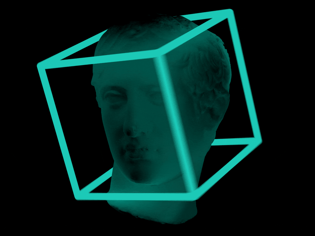 cube rotating around head