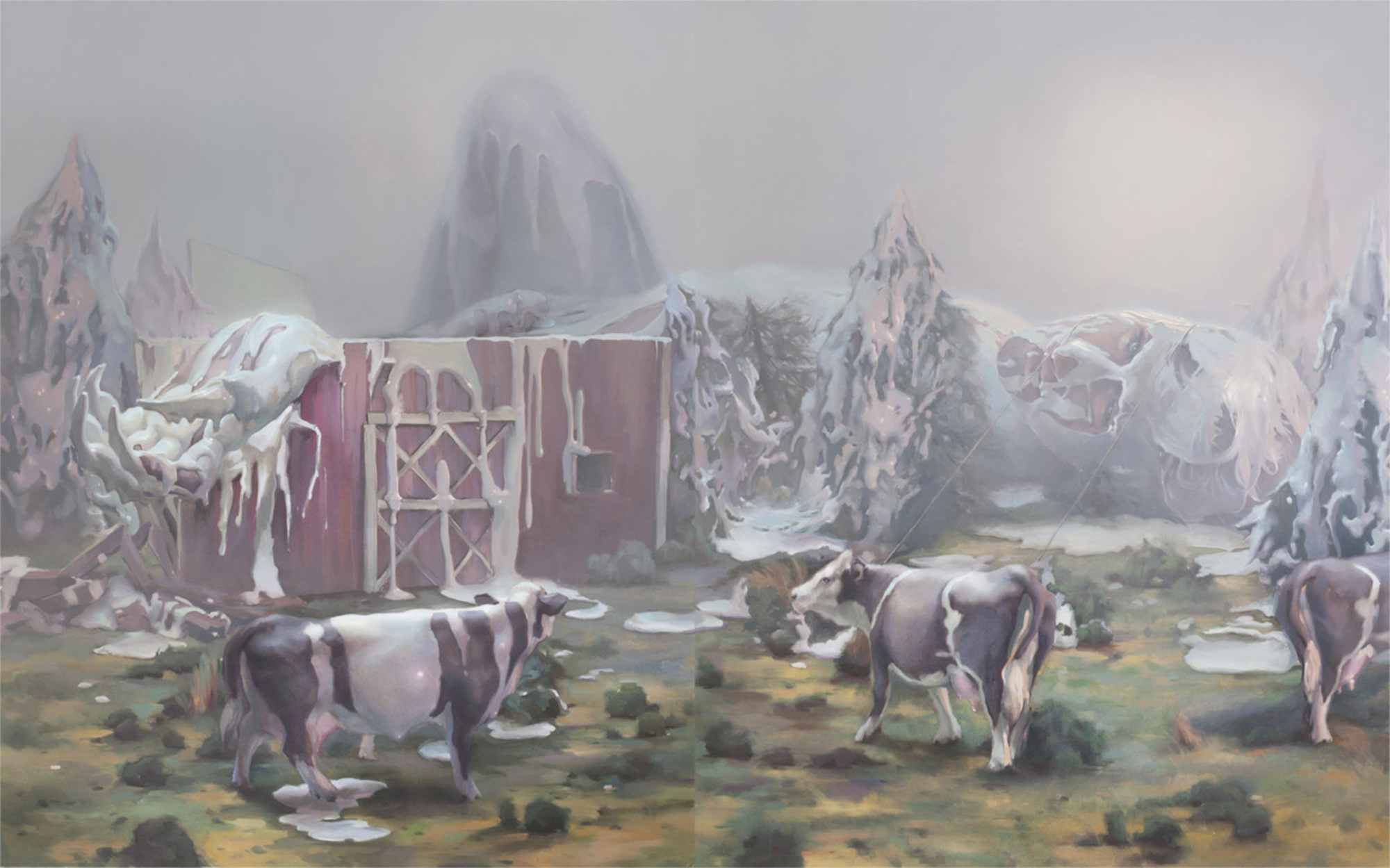 Ivan Alifan, Not Milk, surreal landscape with body in background