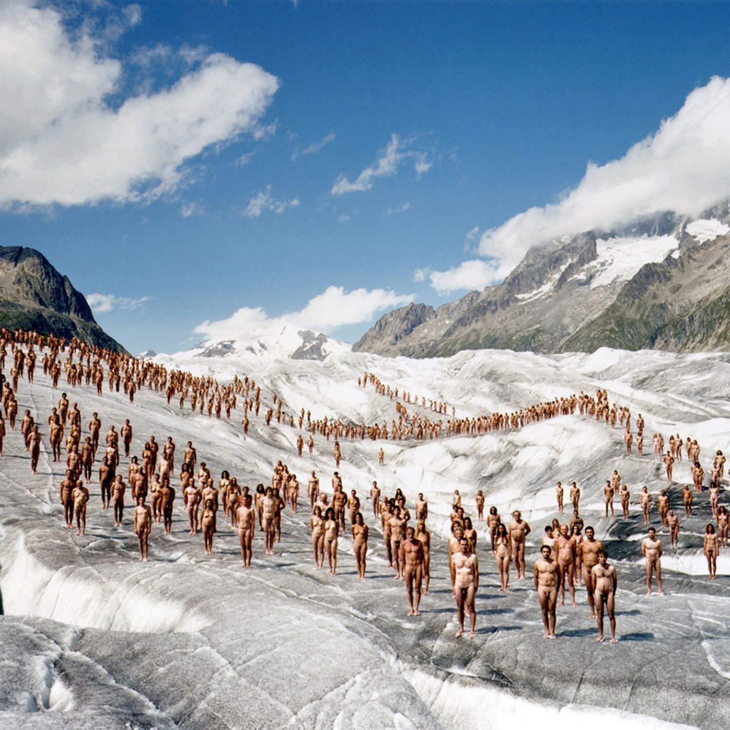 Spencer Tunick - nude body installation on arctic mountainside