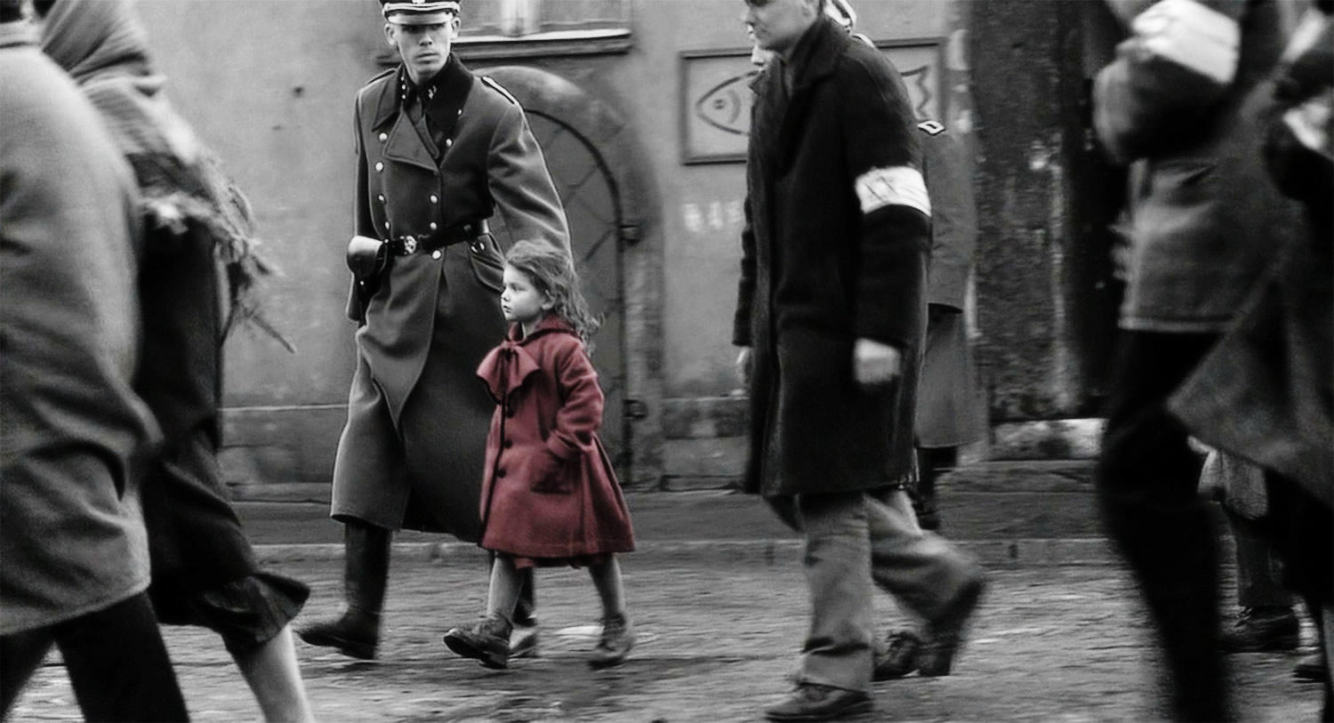 girl in red jacket, schindler's list