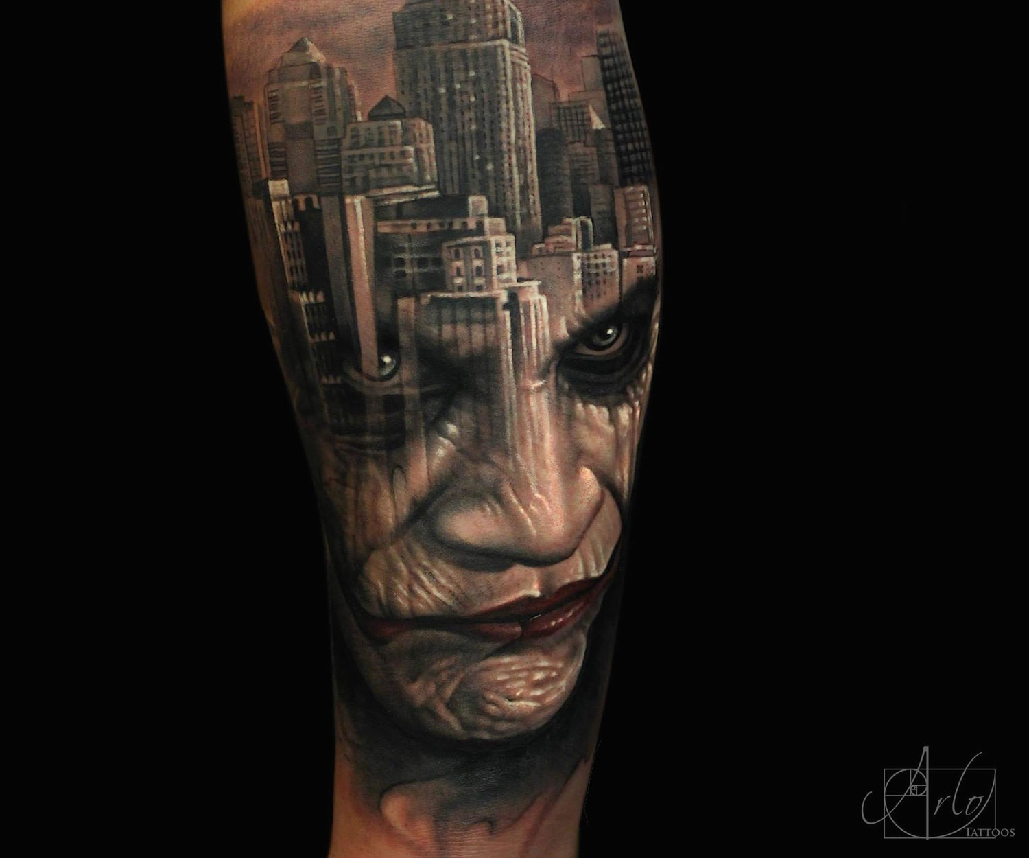 Arlo double exposure joker tattoo