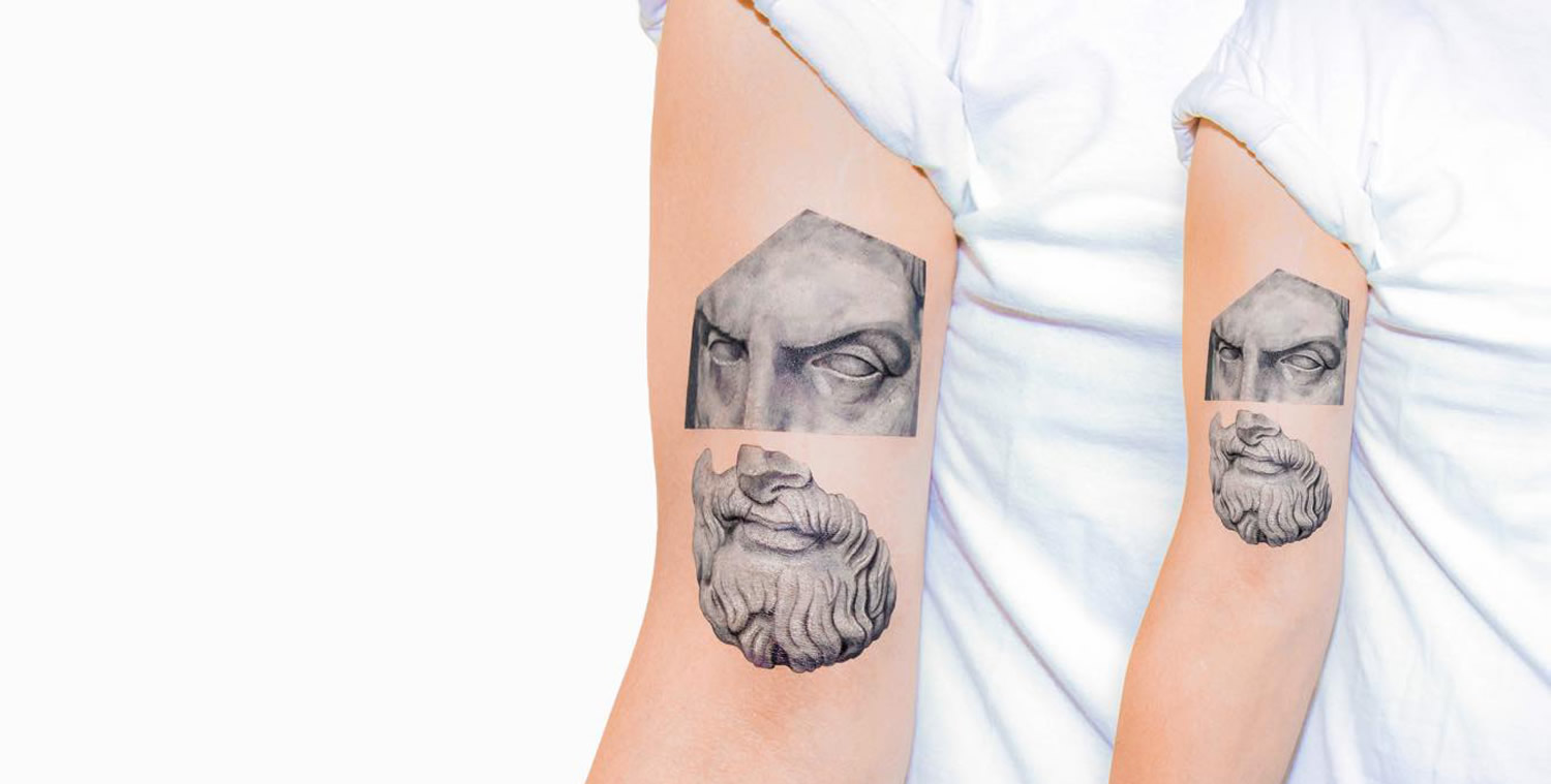 greek sculptural tattoo by Kaiyu Huang