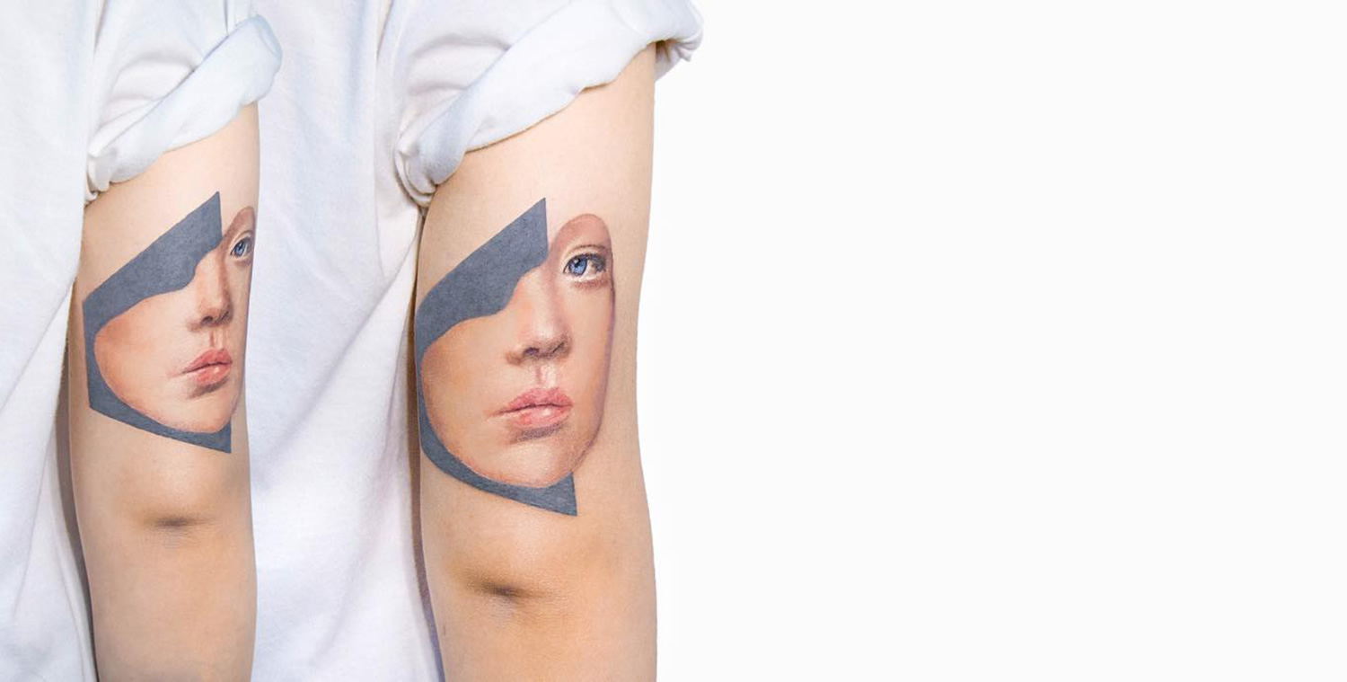 modern portrait of woman, tattoo on arm by Kaiyu Huang
