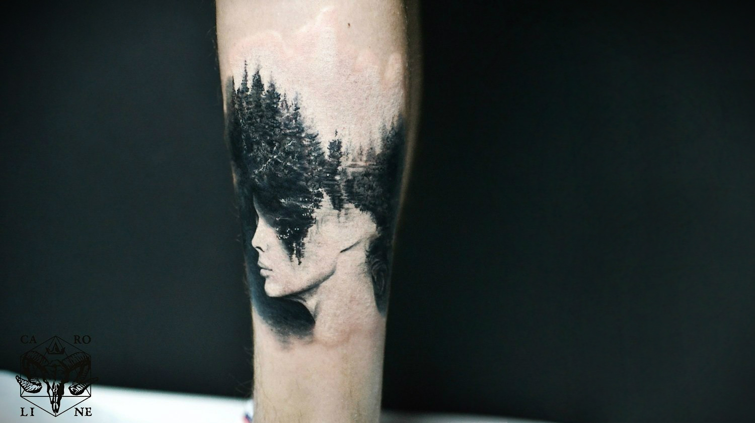 Antonio Mora double exposure tattoo by Caroline Friedmann