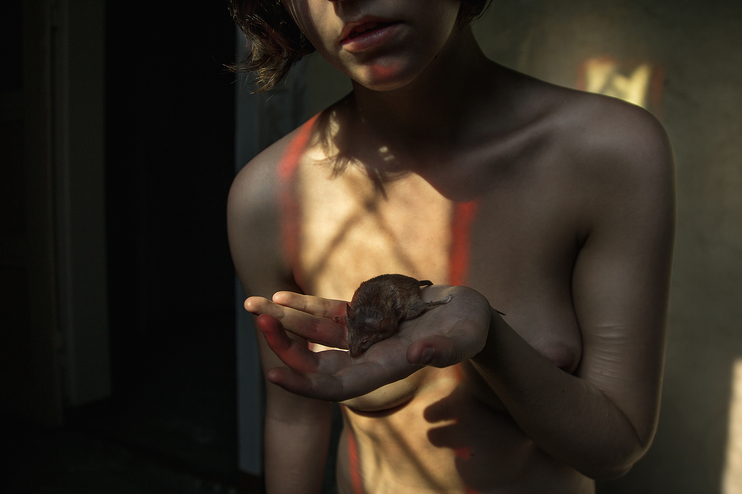 Elena Helfrecht, Farewell - woman holding dead mouse