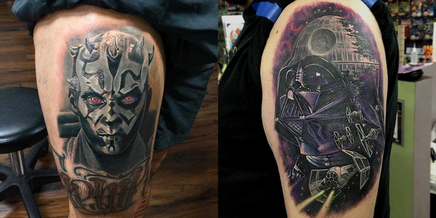 Grey darth maul by Rember Orellana, darth vader by chris jones