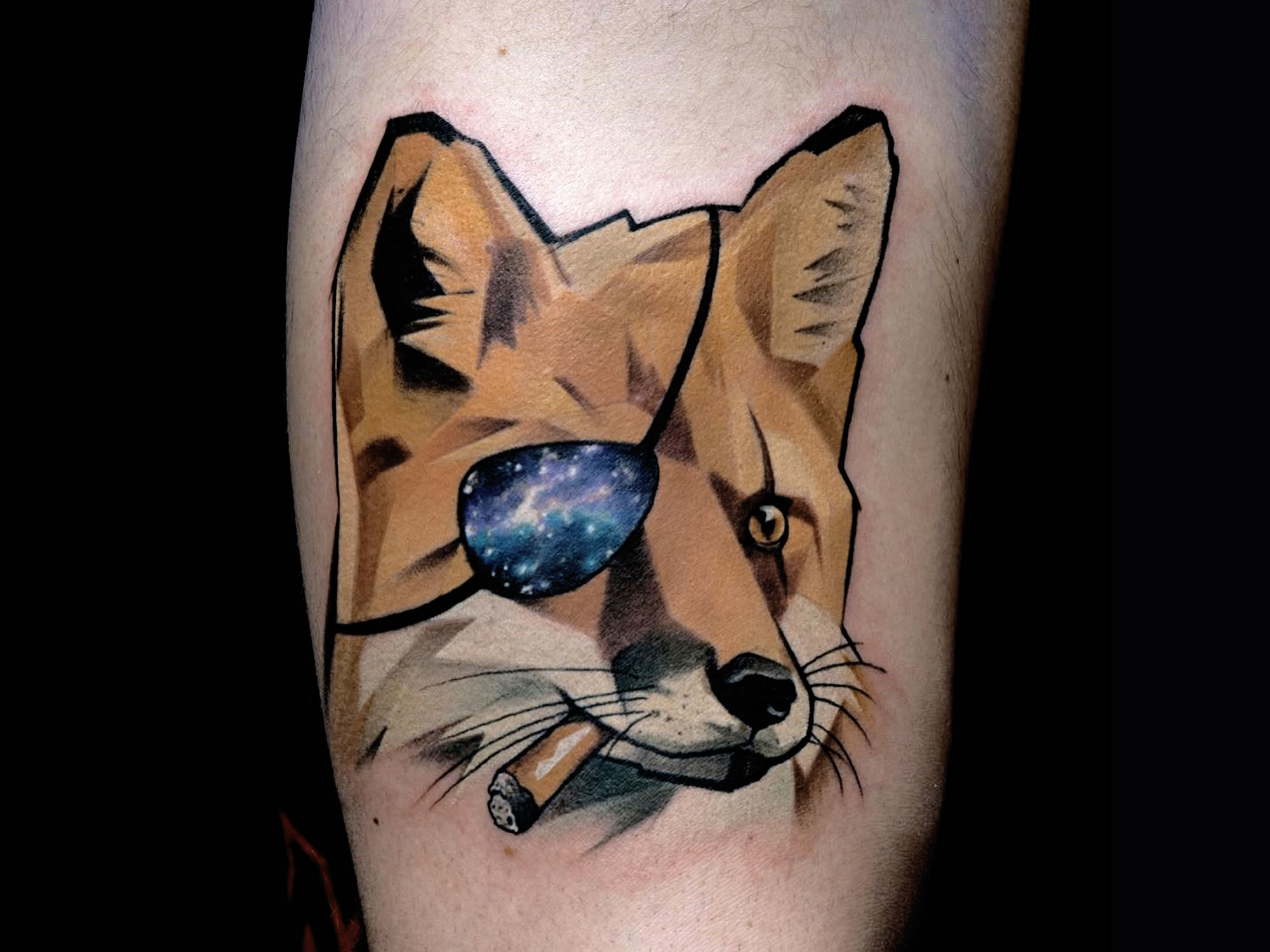 fox with eye patch tattoo 