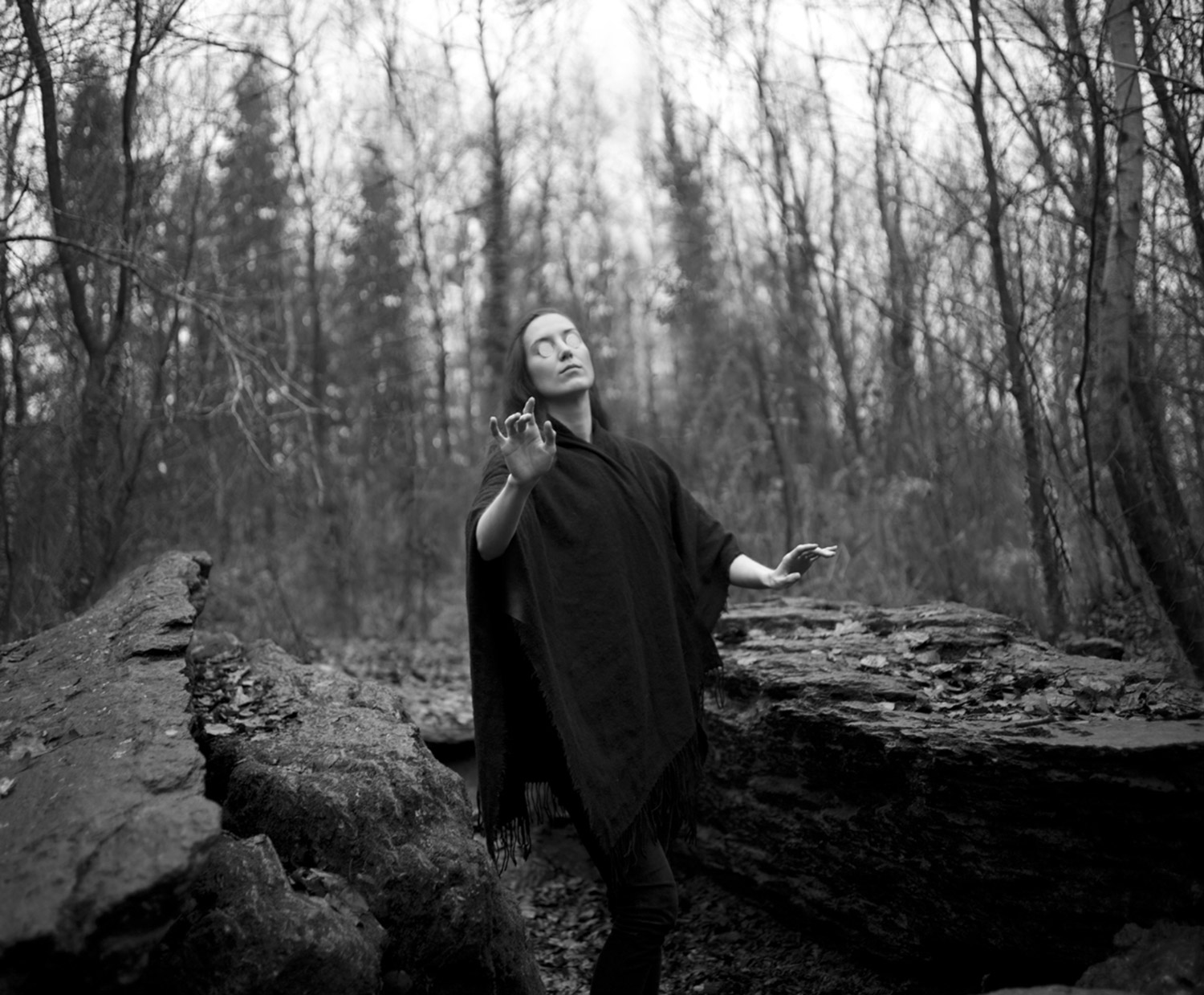 Ines Kozic, Myth - woman in forest with eyes covered