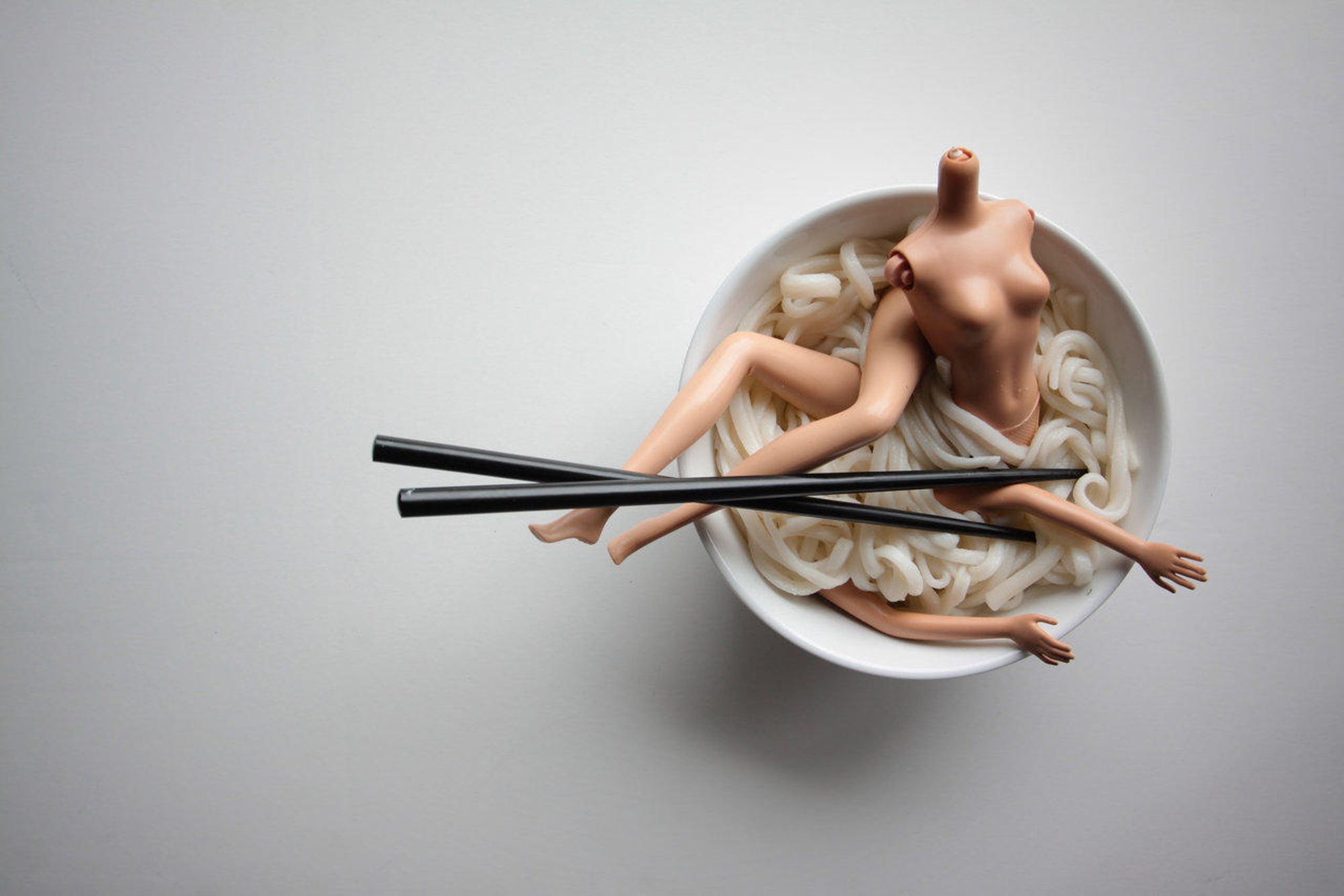 Mariel Clayton, Consumption - broken doll body in noodles