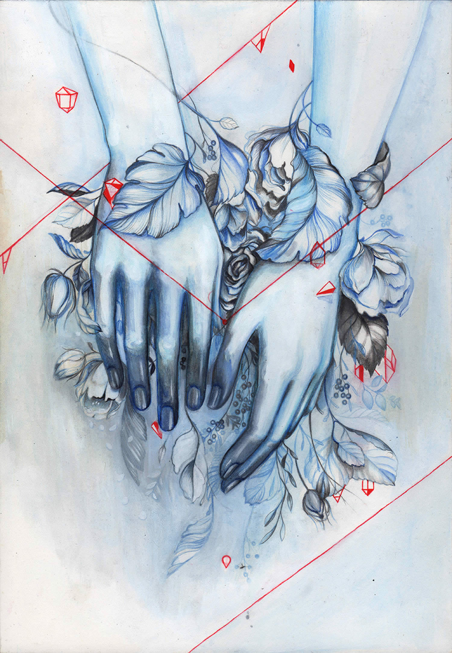 blue hands, drawing