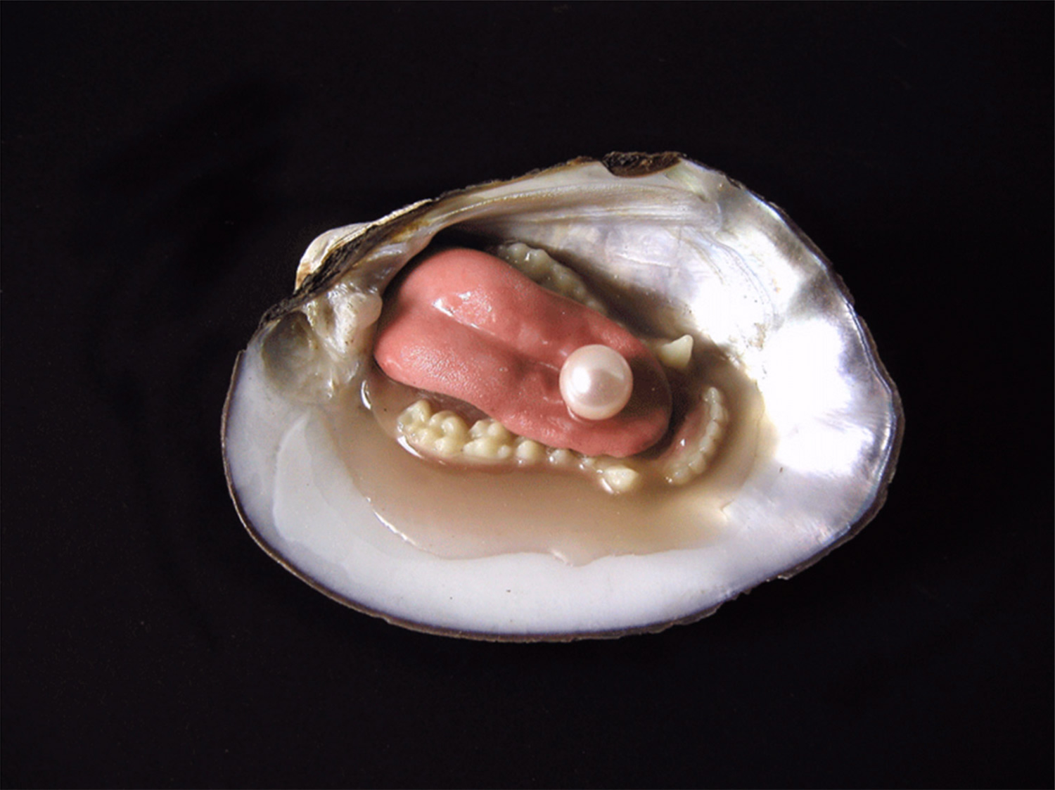 EV Day, Tongue and Clams - jaw with clam shell and pearl