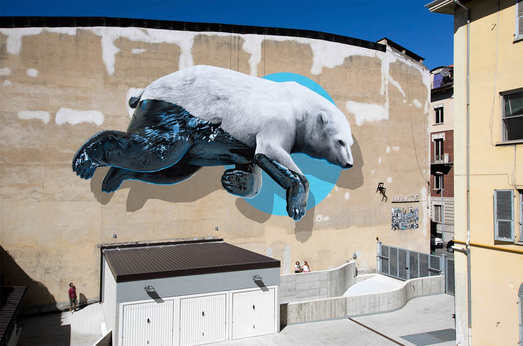 black machine, polar bear mural