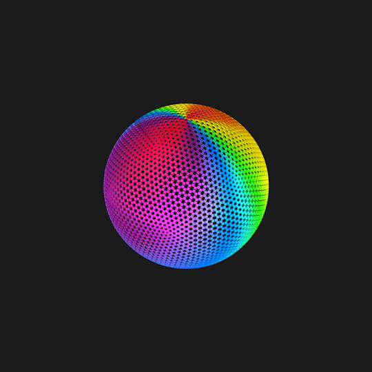 rainbow sphere breaking apart, gif by isopoly