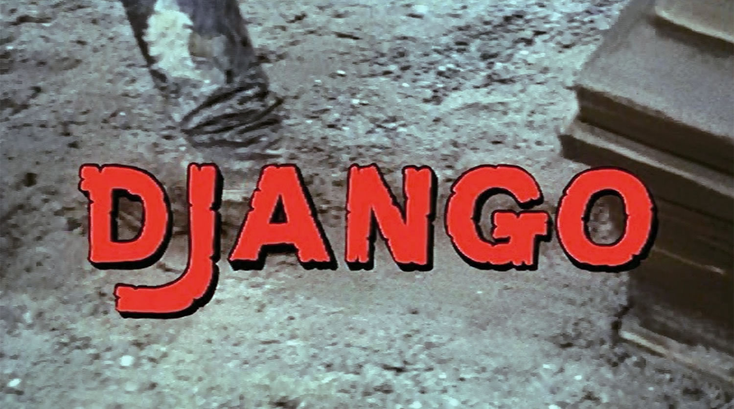 django, original movie, 1966 Italian Spaghetti Western , same font in tarantino's movie