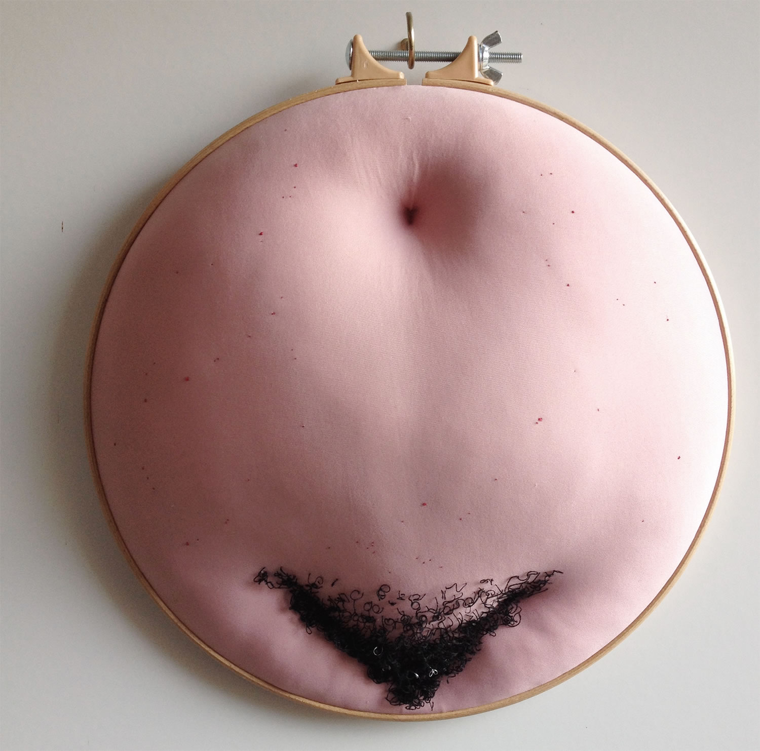vagina and belly button, embroidery