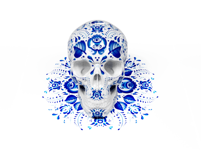 painted skull, animated gif by Aleksandra Vinogradova