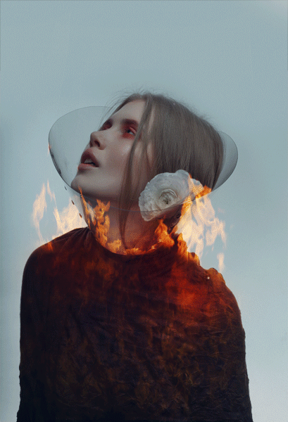 woman on fire, animated gif