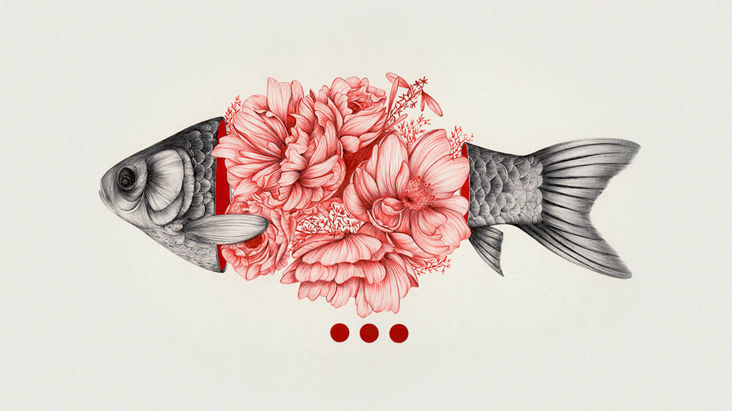 to bloom not to bleed, roses blooming from fish by peony yip